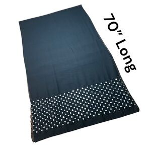 UNBRANDED Chiffon Scarf with Beading and Sequins Detail 70” Length.